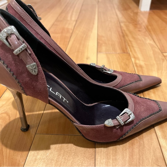 Size 38 US 7/7.5 E’Clat leather stilettos in gorgeous mauve colour, metal heel - Picture 1 of 8